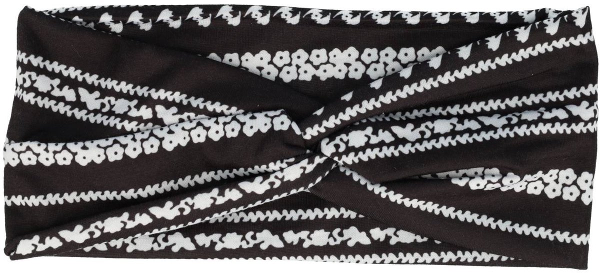 Haarsoires Haarband Twist 9cm – Bloemenprint Ibiza Streep – Jersey Stof – Zwart Wit - Zachte Knoop Hoofdband - Haaraccessoire voor Dames & Meisjes