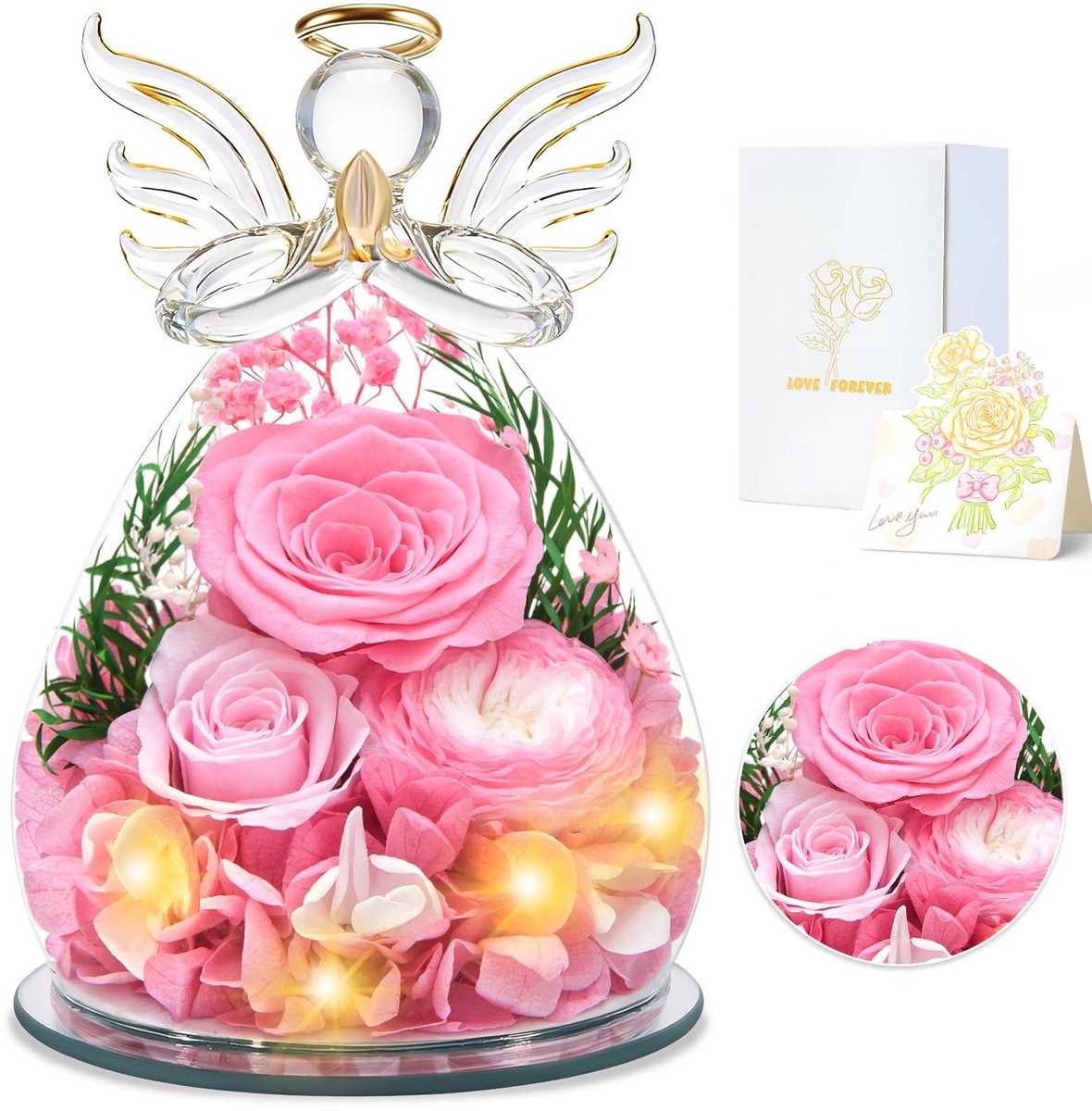 Solidchoice - Geconserveerde Bloemen Set met 3 Rozen in Diverse Kleuren