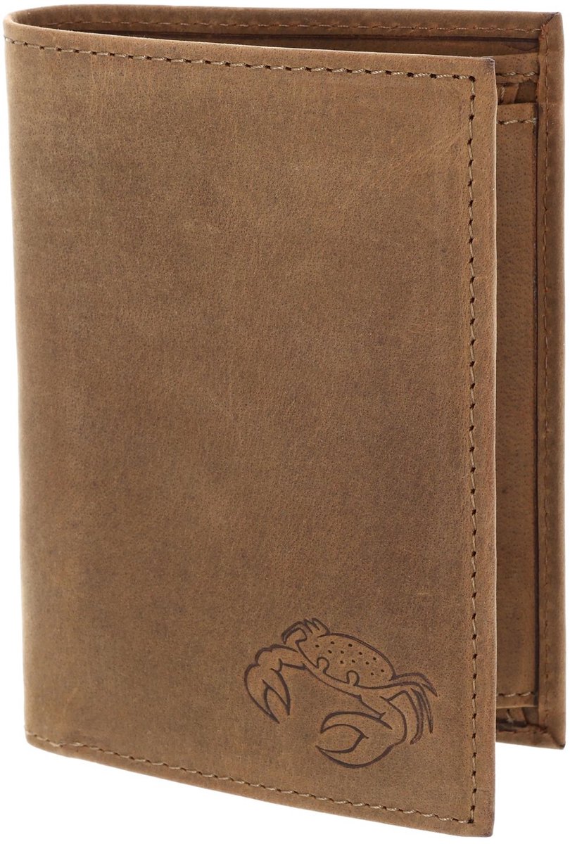 oxmox Leren portemonnee Leather RFID Protect Kombibörse Crab 2.0 Embossed Vintage Light Brown bruine