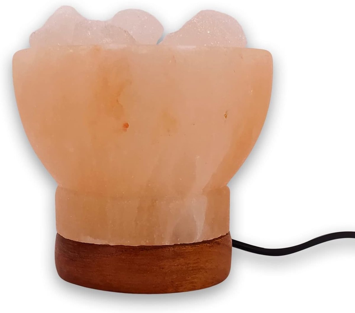 Zoutlamp - Meerkleurig - 10-12 cm - Himalaya Zoutlamp met Houten Sokkels - Voor Bureau