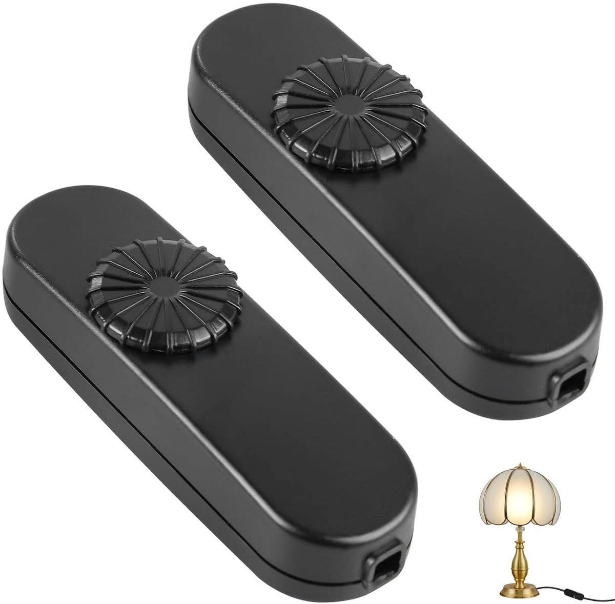 Dimmer - Zwart - 10 x 3 x 2,4 cm - Snoerdimmer voor Dimbare Lampen - Voor Gloeilampen en LED-lampen