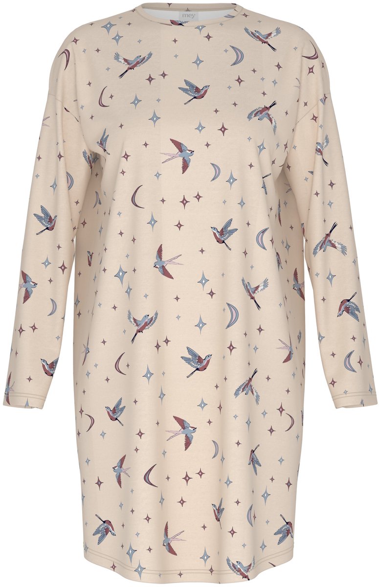 Mey Damen Nachtjapon Serie Winter Birds Almond Milk