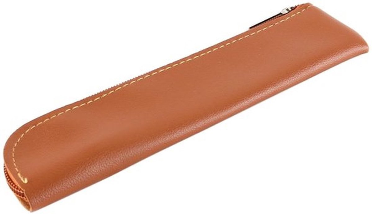 Etui Slank Ontwerp - 2 Stuks - Pennenzak - Make-uptas - Portemonnee - Brillenkoker - Leer 200 x 40 mm