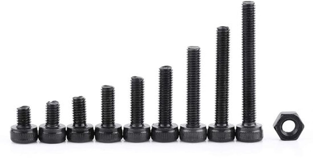 M3 binnenzeskantschroeven - Assortiment met moeren - Gelegeerd staal - Doorzichtige doos - Bevestigingsschroeven - 280 stuks - Geschikt v...