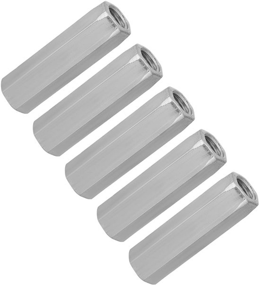Zeskantmoer 5 Stuks - Verzinkt Staal - M10x40/M10x50 - Bevestigingsmiddelen - Koppelingsmoer - Stevig Vastmaken - Moeren