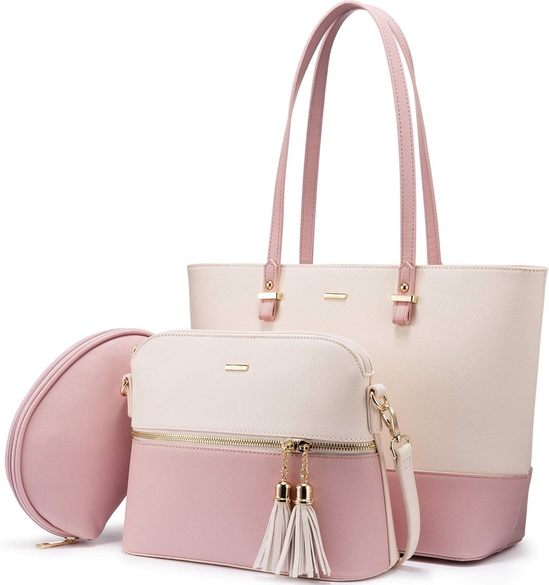 Dames Shopper Tas Set voor Dagelijks Gebruik - Grote Handtas met Schouderband en Handtassen voor Vrouwen
