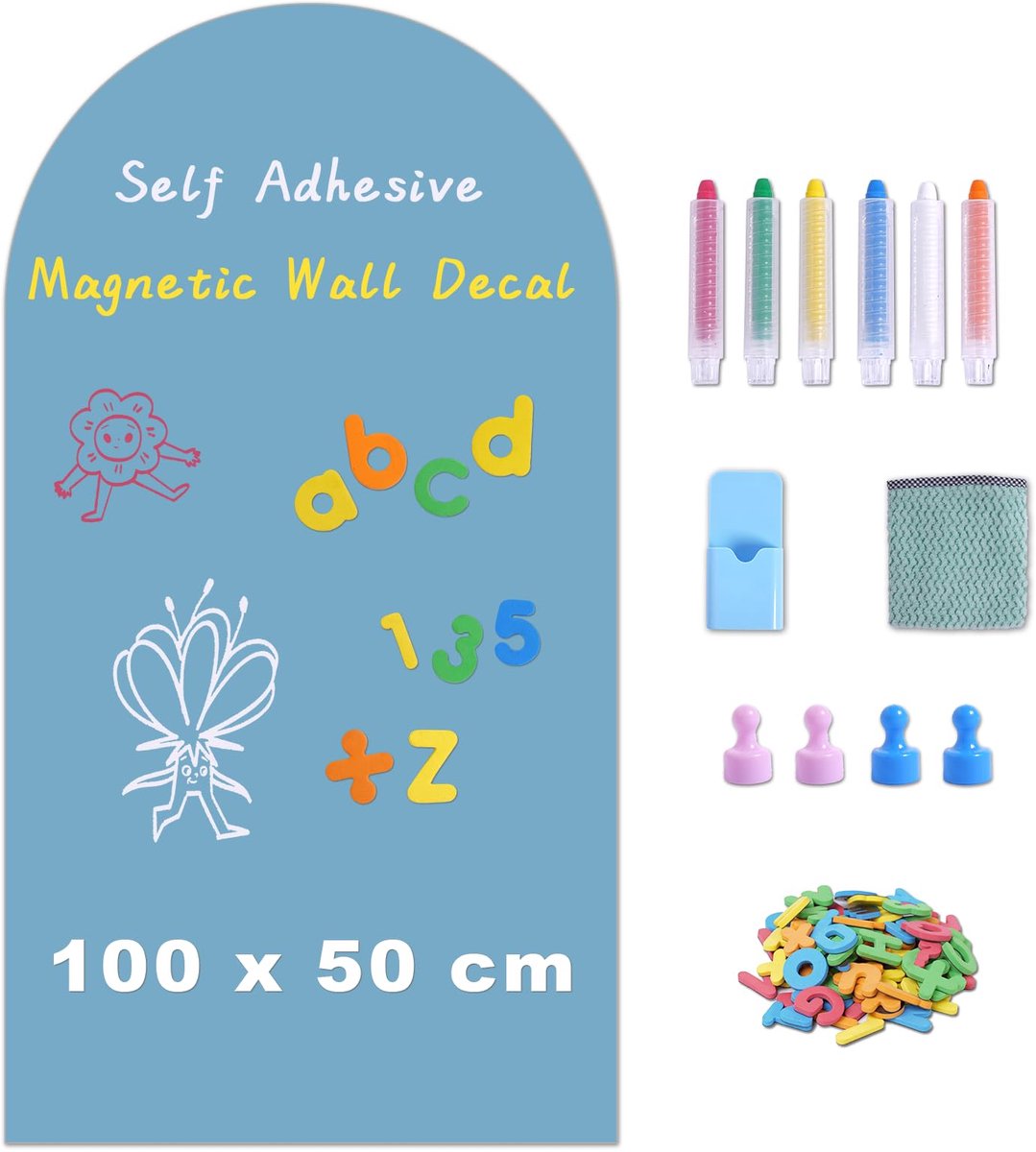 WIBOSOGA Boogvormige Zelfklevende Magnetische Schoolbordfolie 100 x 50 cm - ShopVlot