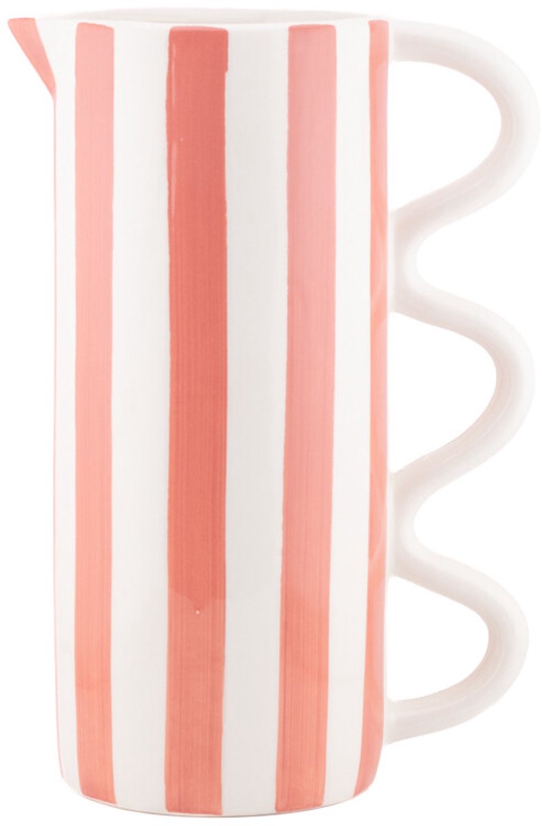Aardewerk jug Stripe peach