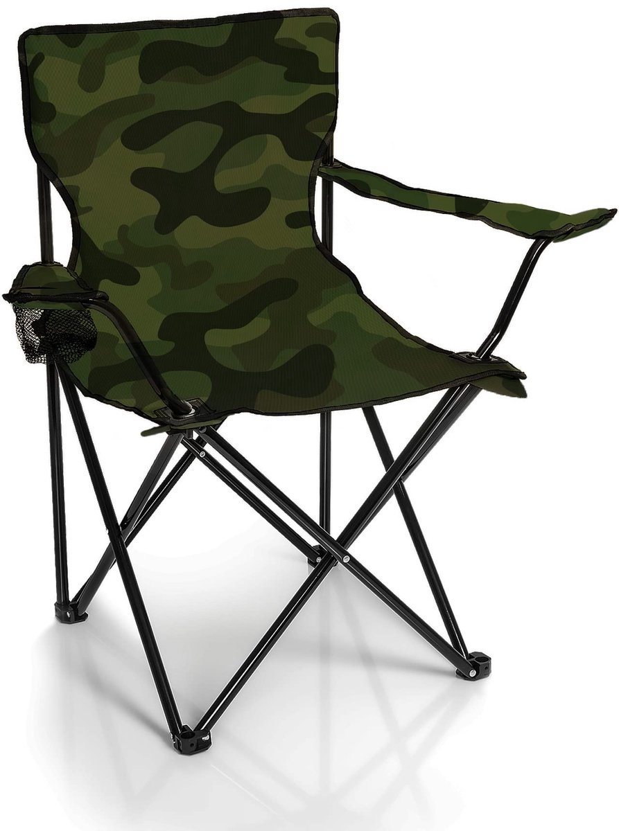 Famanu Vouwstoel Camouflage Patroon, Klapstoel voor de Tuin of Camping Zwart