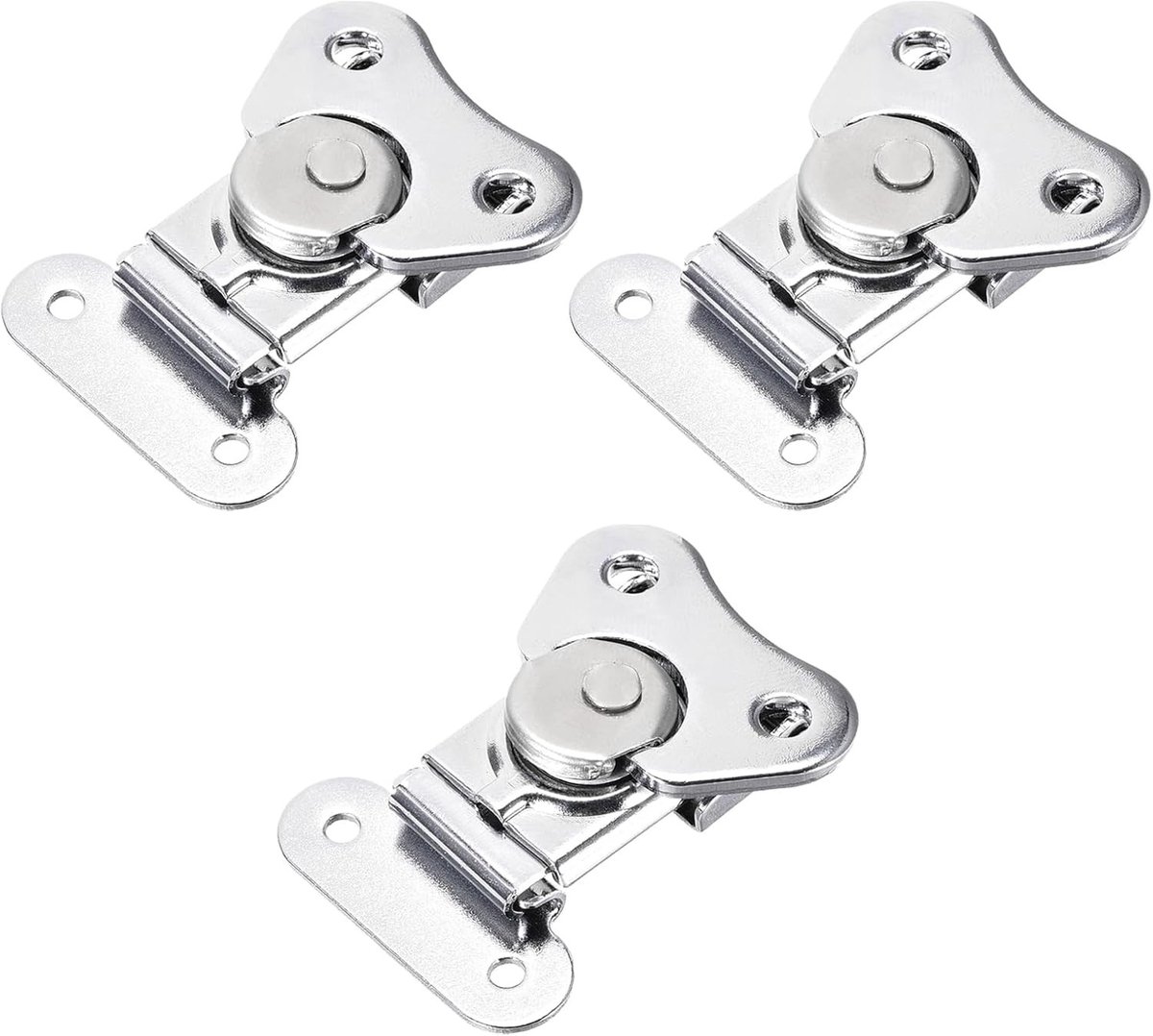 Spring Loaded Butterfly Twist Lock 40mm - 3 Stuks, IJzeren Chrome Klemmen voor Koffers en Houten Dozen, Zilver