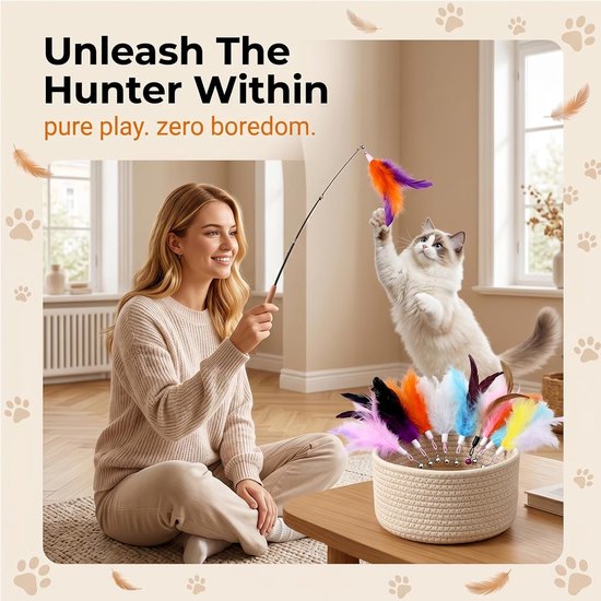 Kattenhengel - Multicolor - 20 cm - Veeropzetstukken - Voor Kittens en Volwassen Katten — afbeelding 4