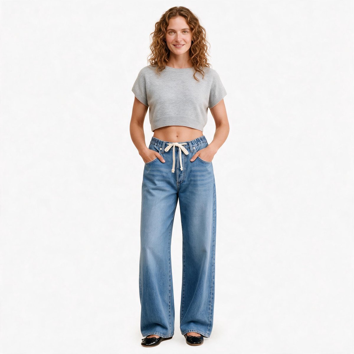 Imily Bela Dames Cropped T-shirt met Taillekoord