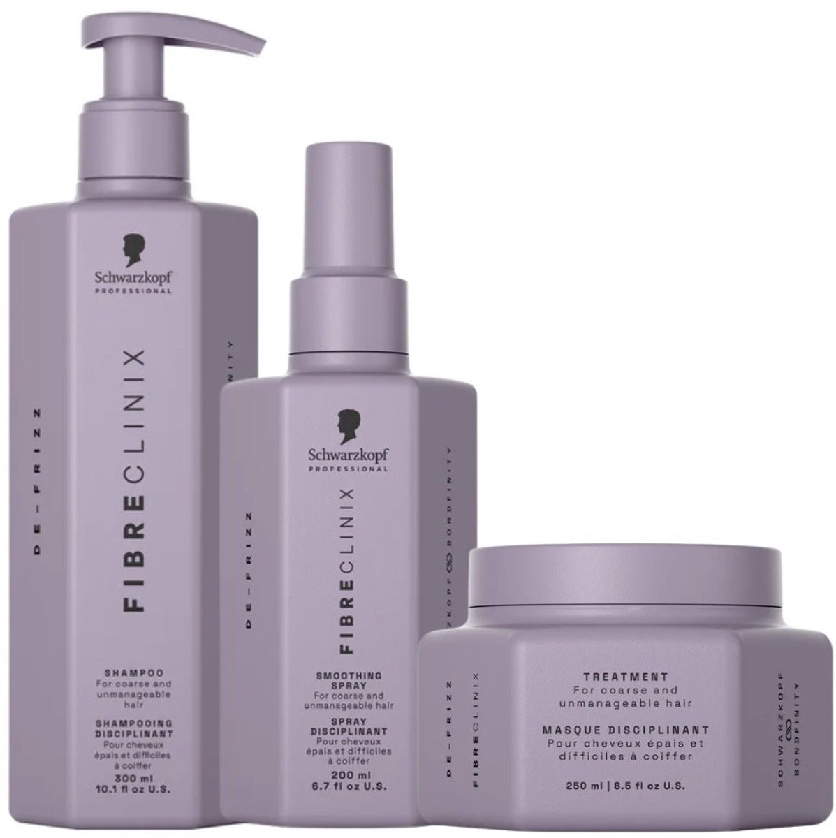 Fibre Clinix - De-Frizz Complete Care Set - 300+250+200ml