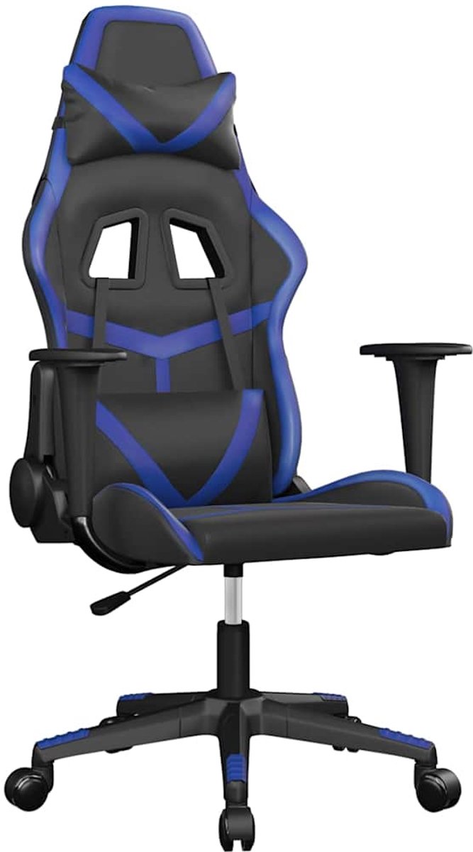 vidaXL Gamestoel - kunstleer - zwart - en - blauw zwart en blauw