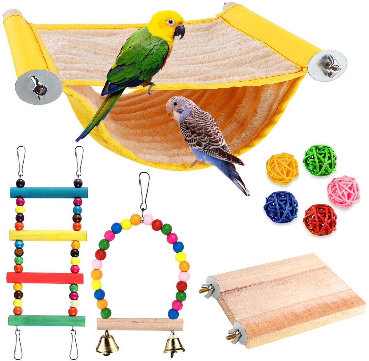 Vogelhangmat met speelaccessoires voor kleine huisdieren