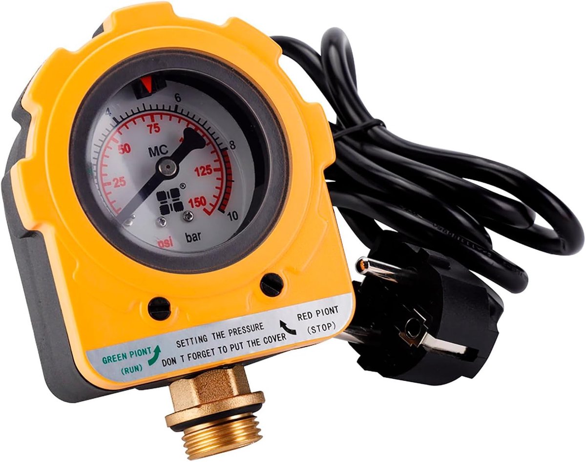 Automatische drukmeter en drukregelaar tot 10 bar voor water sprayflessen met EU-plug, ideaal voor tuin en schoonmaak