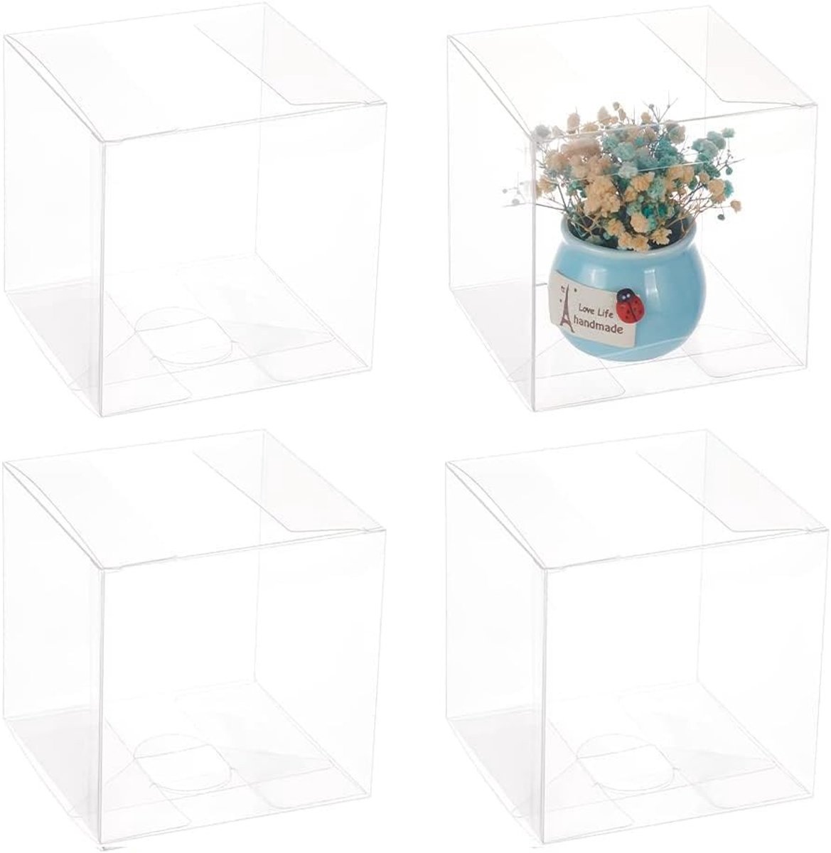 20 Stuks Grote Transparante Huwelijksbedankdozen, 10x10x10cm Vierkante PVC Dozen voor Snoep, Chocolade en Verjaardagsgeschenken