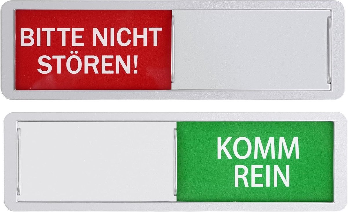 Deurhanger met Glijmechanisme, Niet Storen Bordje, 7 x 2 inch, Acryl, Magnetische Bevestiging voor Kantoor en Toilet
