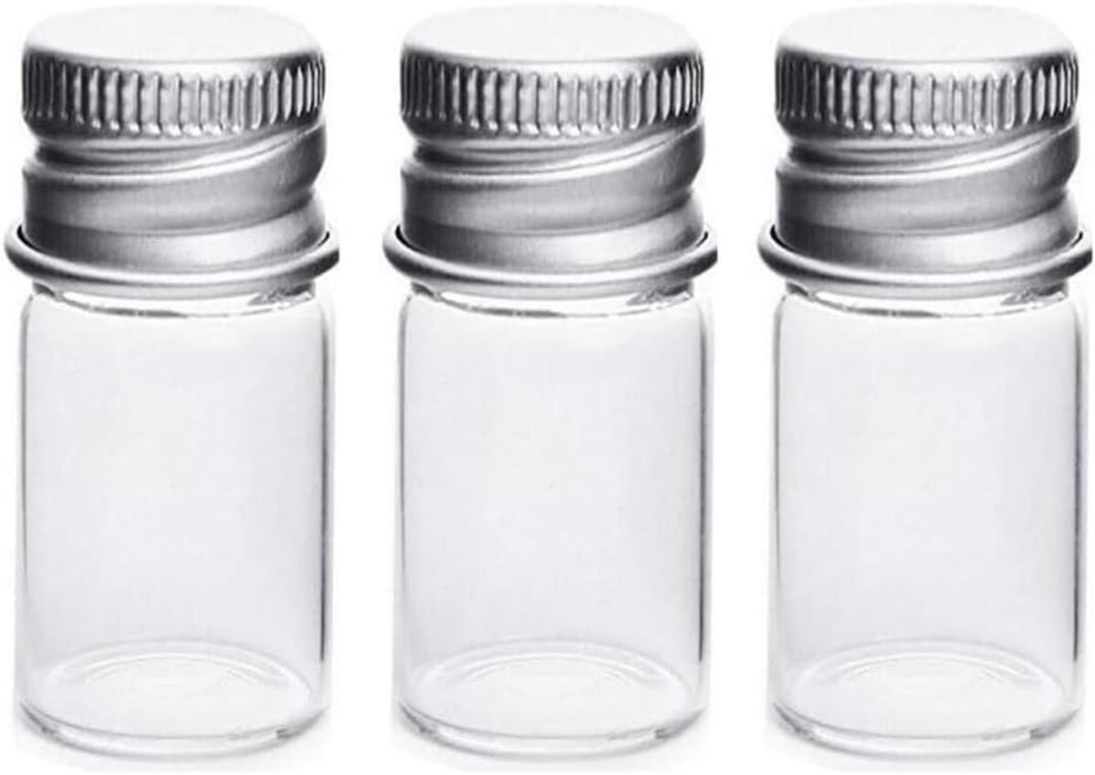 Mini Leeg Helder Glas Wensfles - Transparant - 30 ml - Glas met Aluminium Schroefdop - Voor Snoep en Decoratie
