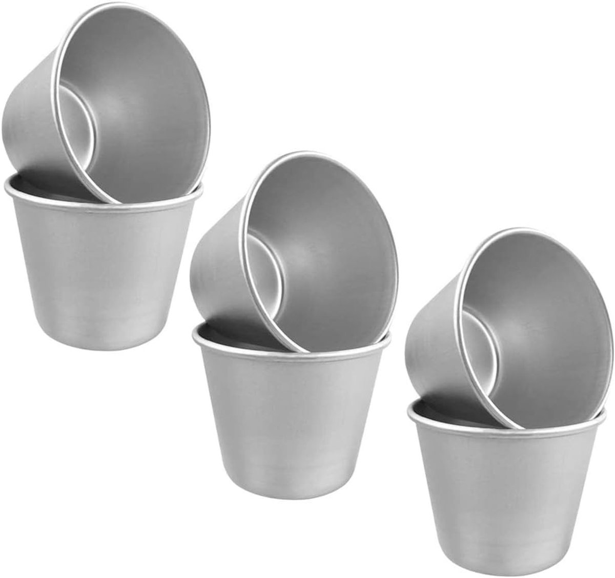 Puddingvormen Set van 6 - Aluminium - 7 cm Diameter - Antiaanbaklaag - Voor Zoete en Hartige Lekkernijen