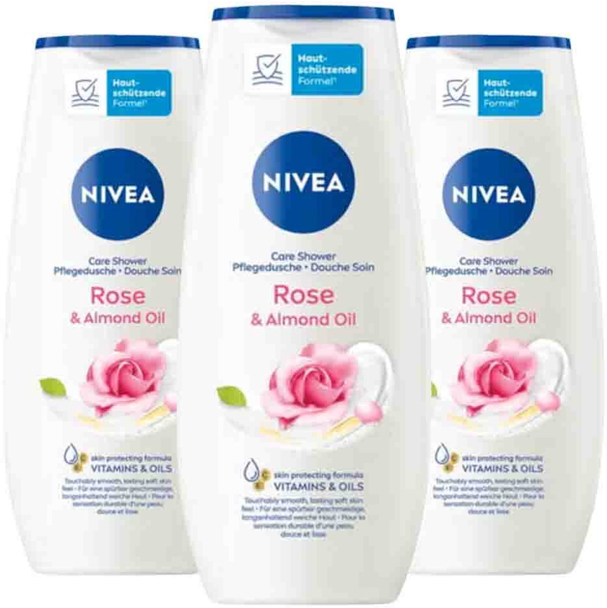 NIVEA Douchegel Rose & Almond Oil - 3 x 250 ml - Voordeelverpakking