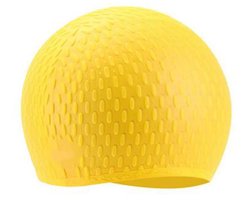 Zwemmuts van siliconen in de vorm van een bubbel vermindert de waterweerstand, unisex, herbruikbaar, beïnvloedt het kapsel niet, geel.