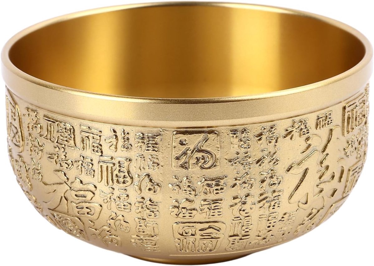 Brass Fortune Bowl voor Brandende Wierook, Meditatie en Spirituele Rituelen - 10 cm Diameter, 5.5 cm Hoog, Decoratieve Tafelaccessoire