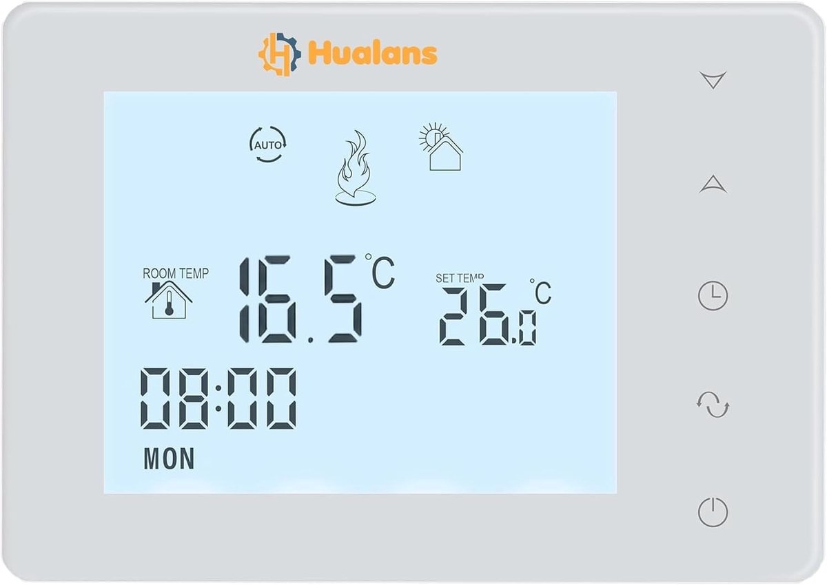 Programmeerbare Kamerthermostaat - Wit - Digitale Thermostaat voor Gasketel - Voor Wandmontage
