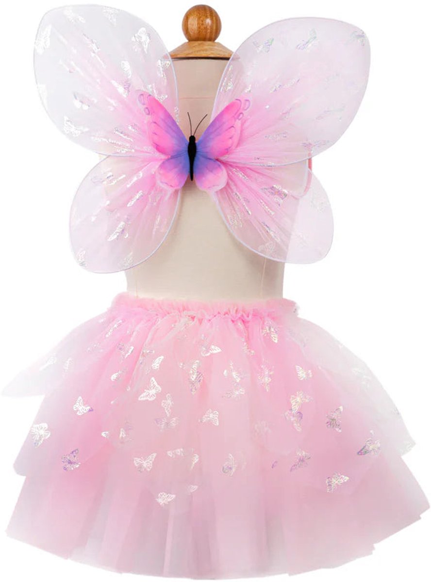 Great Pretenders Verkleedkledij Flutter Butterfly rok met vleugels - 4/6 jaar - Roze - Maat 4-6 jaar