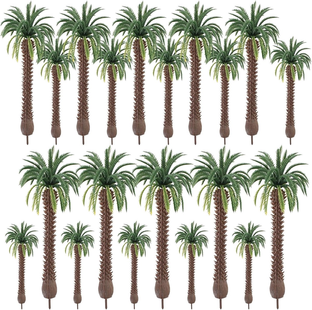 Set van 20 Miniatuur Kokospalmen en Palmbomen voor Modelbouw en Landschapsontwerp, Plastic Boommodellen voor DIY Projecten