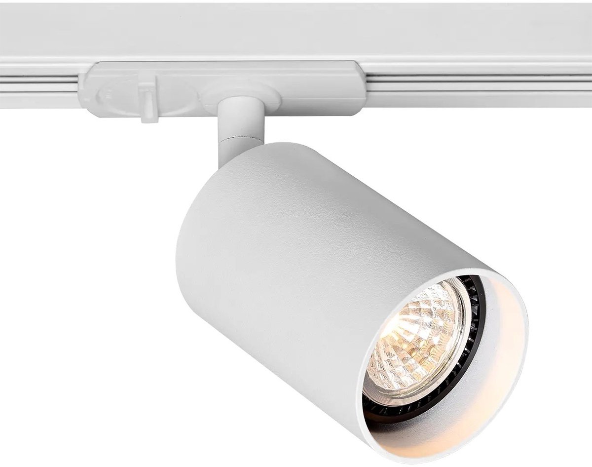 Taboo 1-lichts railspot voor monofase railsysteem, GU10-fitting, aluminium, wit, dimbaar, lichtbron niet inbegrepen