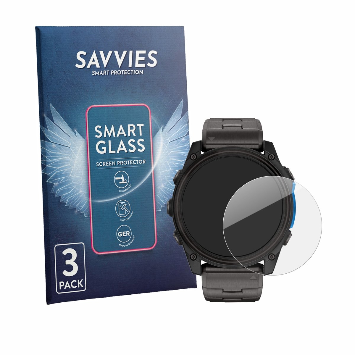 3 Stuks Savvies Screenprotector - geschikt voor Garmin D2 Mach 2 (51 mm) - beschermfolie glas transparant