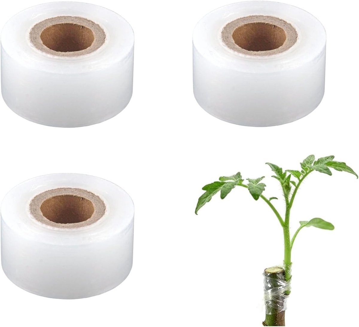 3 Rollen 3 cm x 200 m Veredelingstape voor Fruitbomen, Zelfklevend, Rekbaar en Transparant, Ideaal voor Tuin en Planten, Geschikt voor Zaailingen en Knoppenveredeling