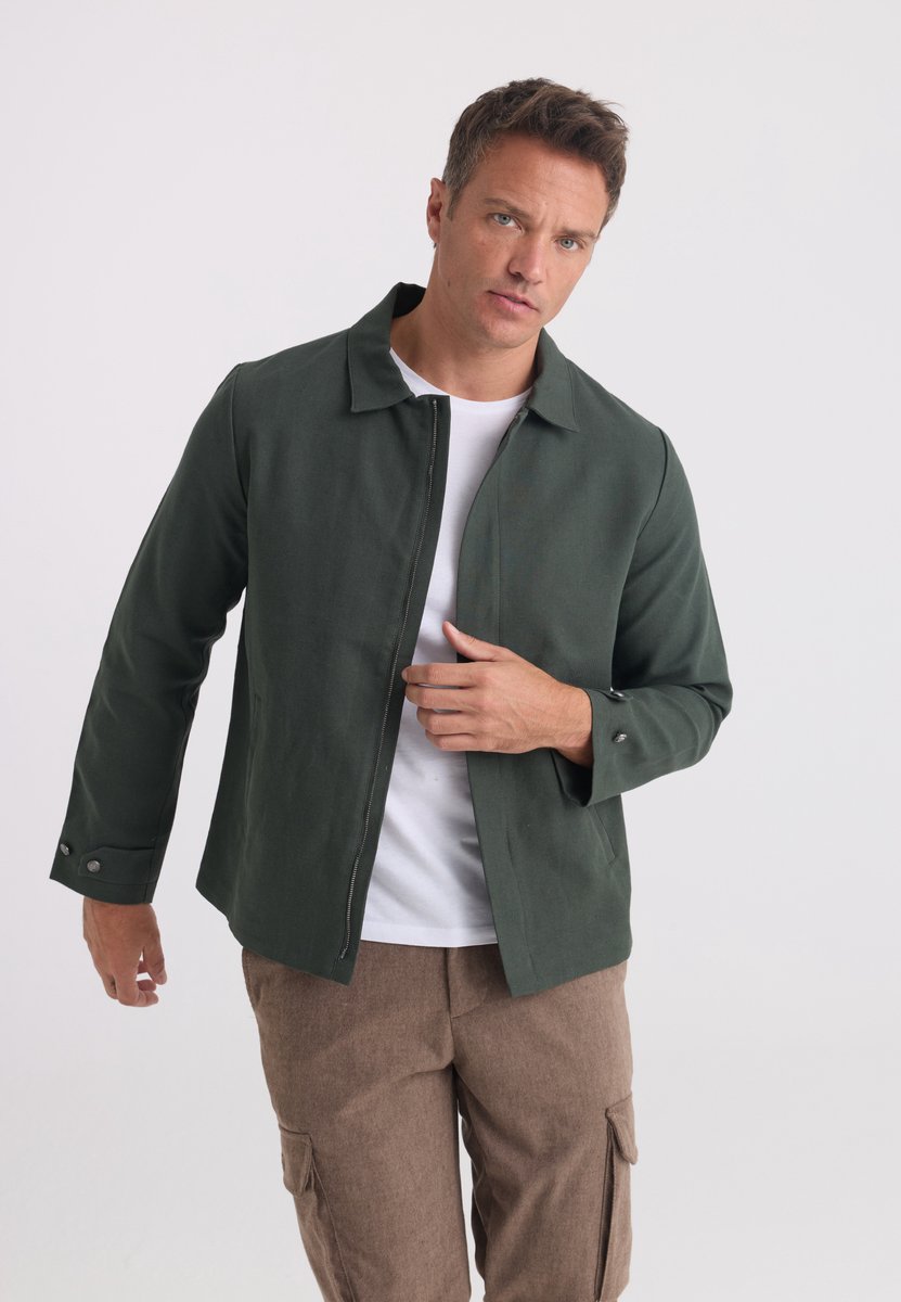 Felix Hardy Jas Van Katoen-Linnen Mix Heren Khaki - Xl