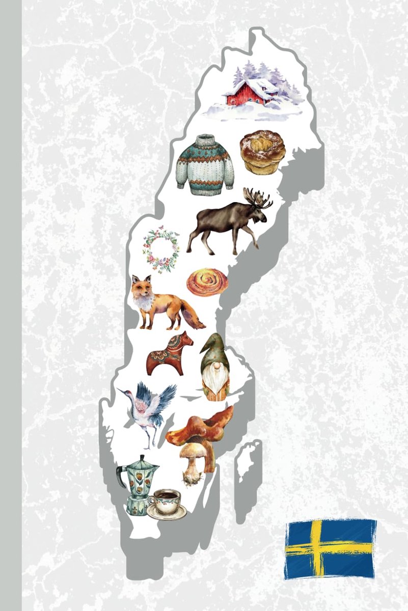 Swedish lined notebook: A lined journal with Sweden map and Swedish images on the cover - for Sweden lovers - ShopVlot