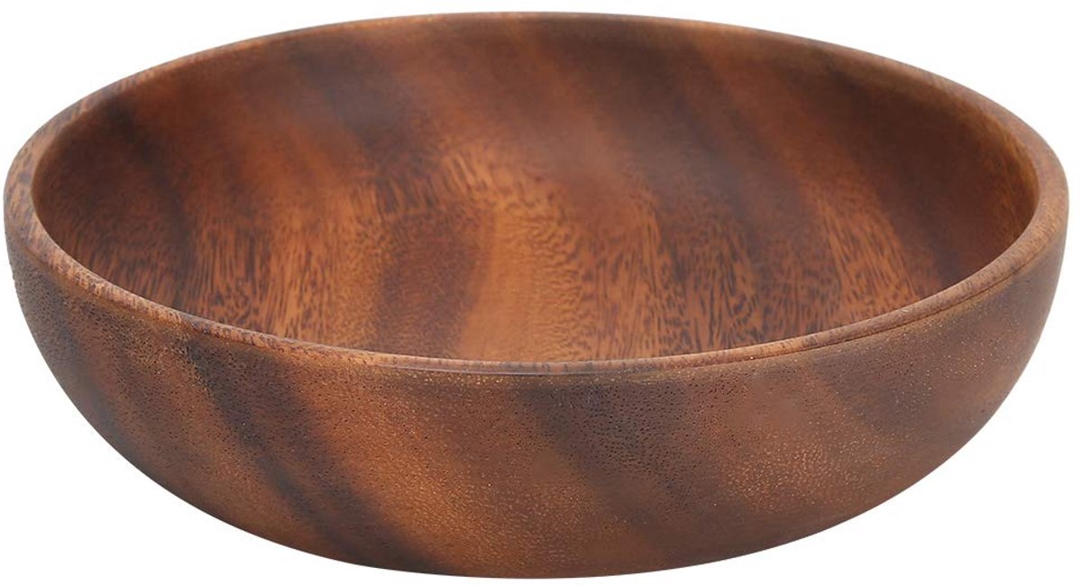 Famanu – Houten schaal voor salades en fruit, 17,5 x 4 cm, multifunctionele houten snackkom voor gebruik in huis en koffieshop