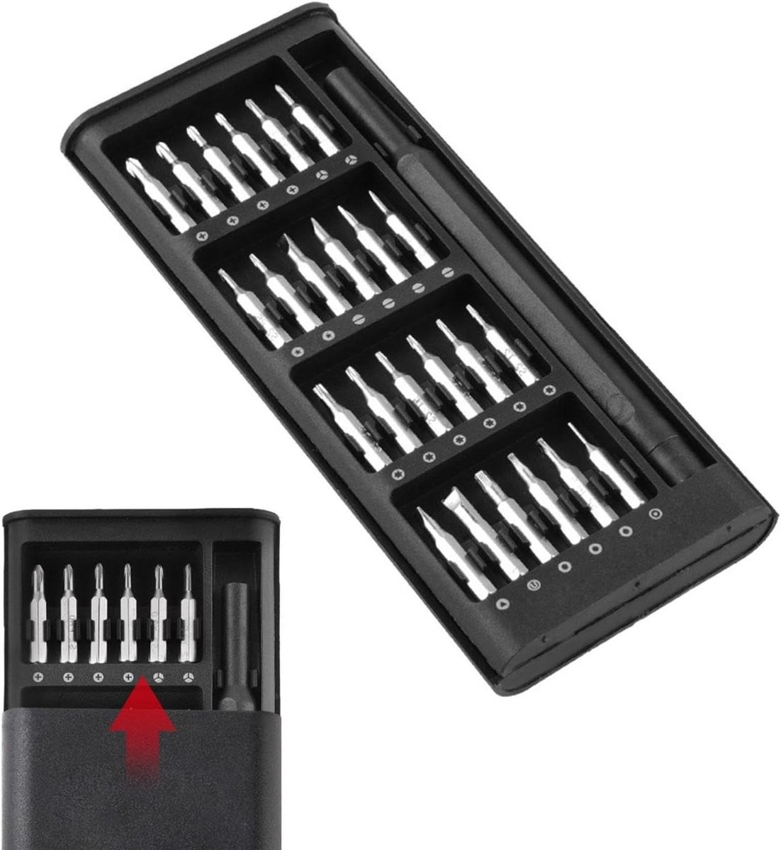 Precisie Schroevendraaierset - Miniatuur Gereedschap - Elektronica Reparatie - 24 Delige Set - Met Opbergkoffer - Grijs
