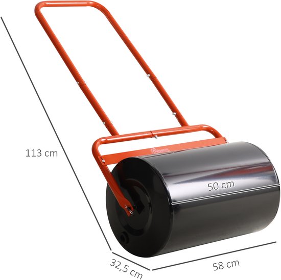 Outsunny Gazonroller Staal, Metaal 58L x 32,5B x 113H cm Rood van Merkloos	 — afbeelding 4