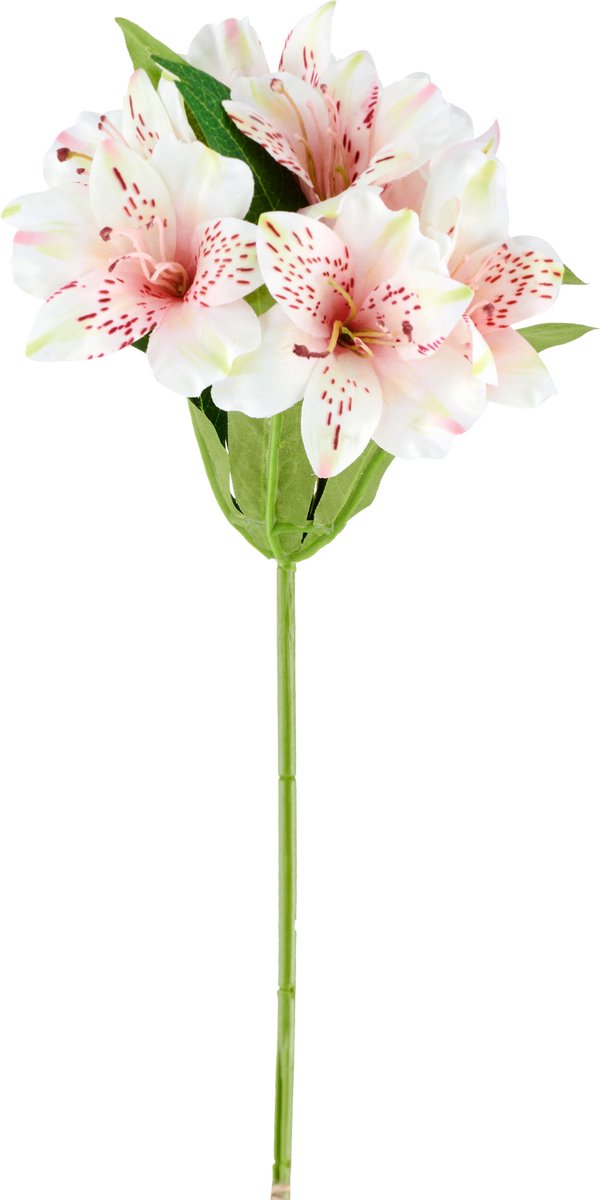 Easyplants | Kunstbloem Alstroemeria 47 cm roze/creme | Zijde | Nepbloemen | creme | Onderhoudsvrij | Kant-en-klaar
