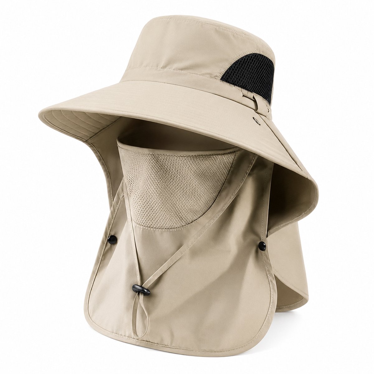 Vivva – Zonnehoed met Nekflap – UV Hoed met Gezichtsbescherming – Ademende Outdoor Zonhoed voor Dames & Heren – Opvouwbare Visserhoed voor Wandelen, Vissen & Strand – SUNTRAYA