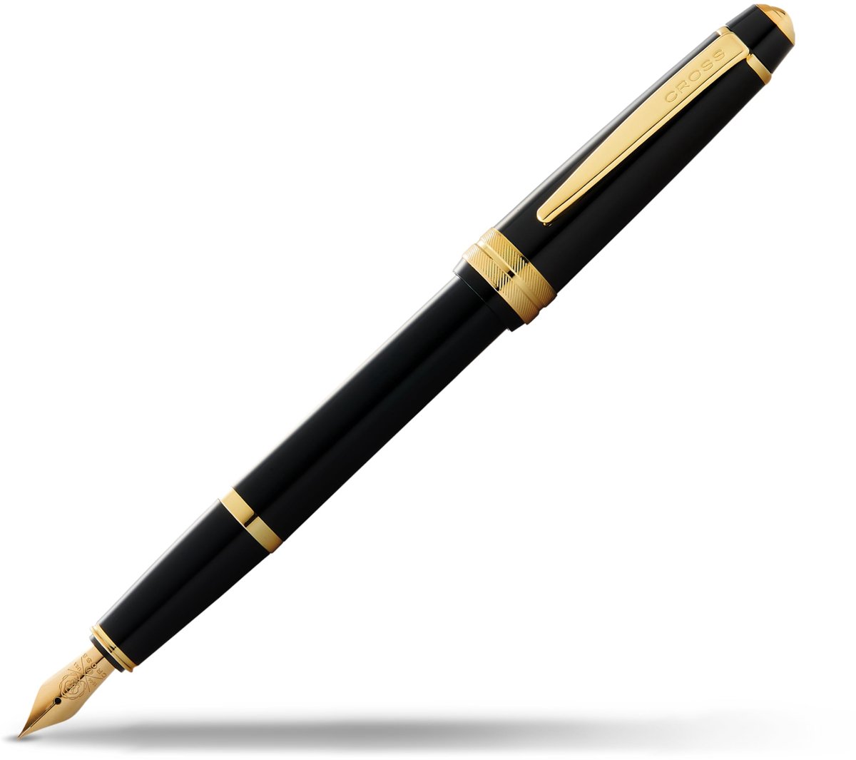 SnelShoppen - Cross Bailey Light vulpen met geschenkverpakking - zwarte lak, goudkleurig beslag, penpunt M voor elegant schrijven en cadeau