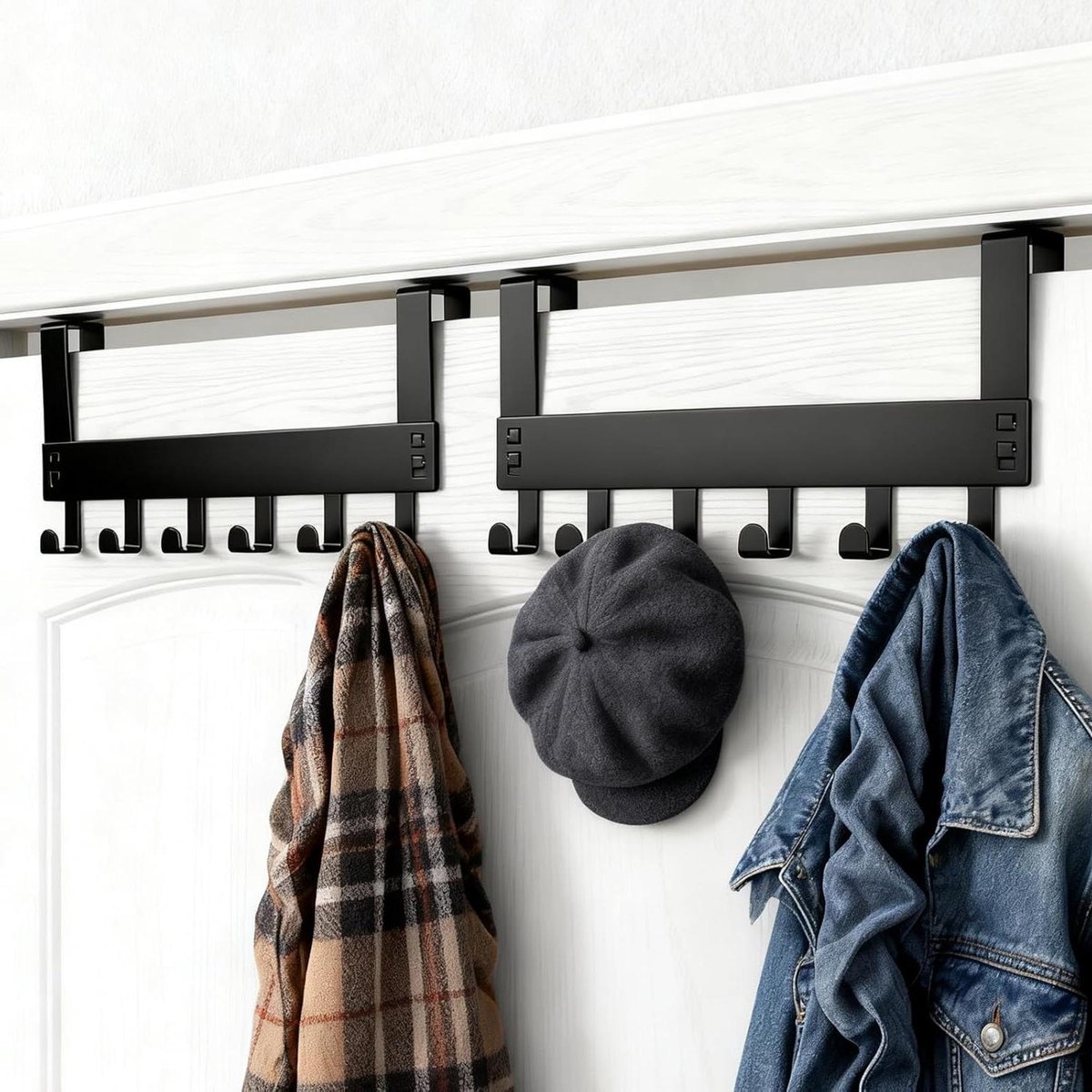 Deurgarderobe - Deurhaken - Ruimte Besparen - Roestvrij Staal - 36x17.5cm - Zwart