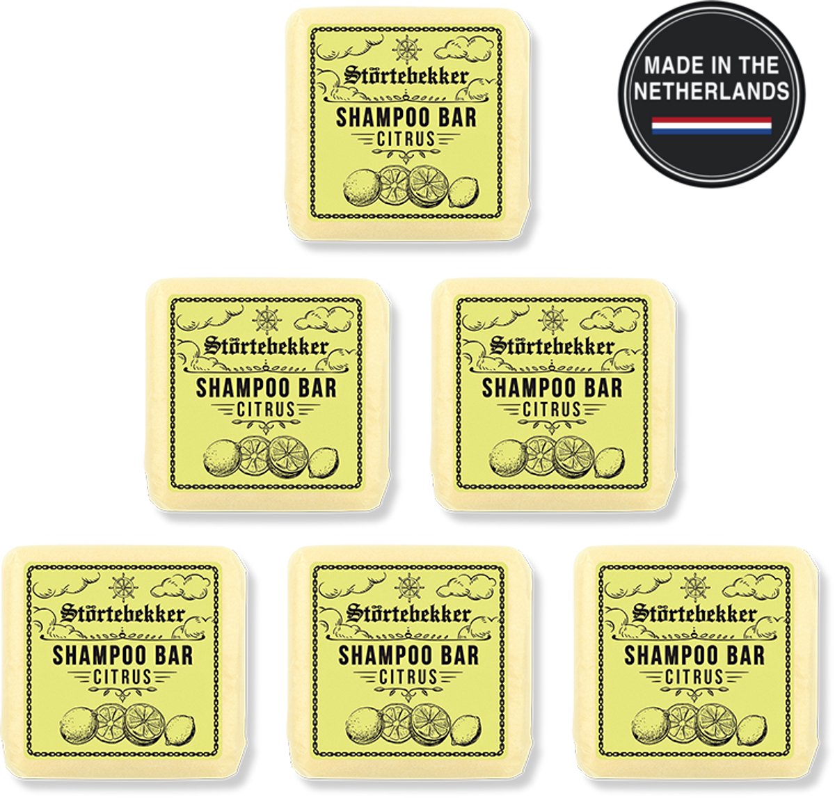 Störtebekker® Premium Shampoo Bar Citrus - Vaste shampoo voor mannen en vrouwen - 3-in-1 douchezeep voor mannen voor haar, hoofdhuid en baard - Hydraterende shampoo - veganistisch, handgemaakt - 100 g Solid Shampoo Bar Citrus