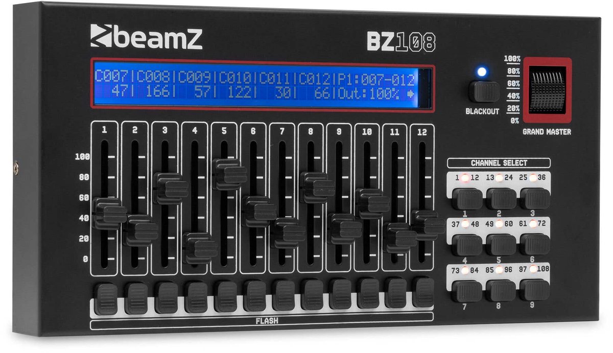 BeamZ BZ108 DMX controller - 108 kanaals controller - 12 faders