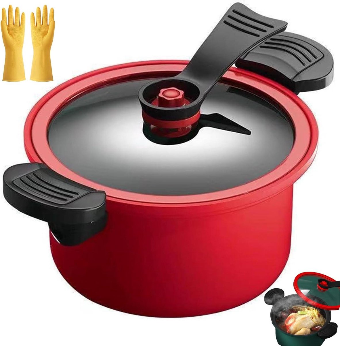 Drukpan - Kookpan - Snelle Maaltijden - Micro Druk Technologie - 3.5 Liter - Rood