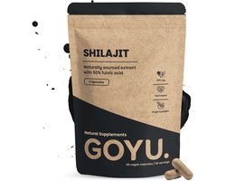 GOYU Shilajit Extract (50% Fulvinezuur) 500 mg 60 Capsules - Shilajit Extract Capsules - Himalaya Mumijo - 50% fulvinezuur - 500 mg per capsule - Vegan - Zonder toevoegingen - Lab getest - 60 dagen voorraad per zakje