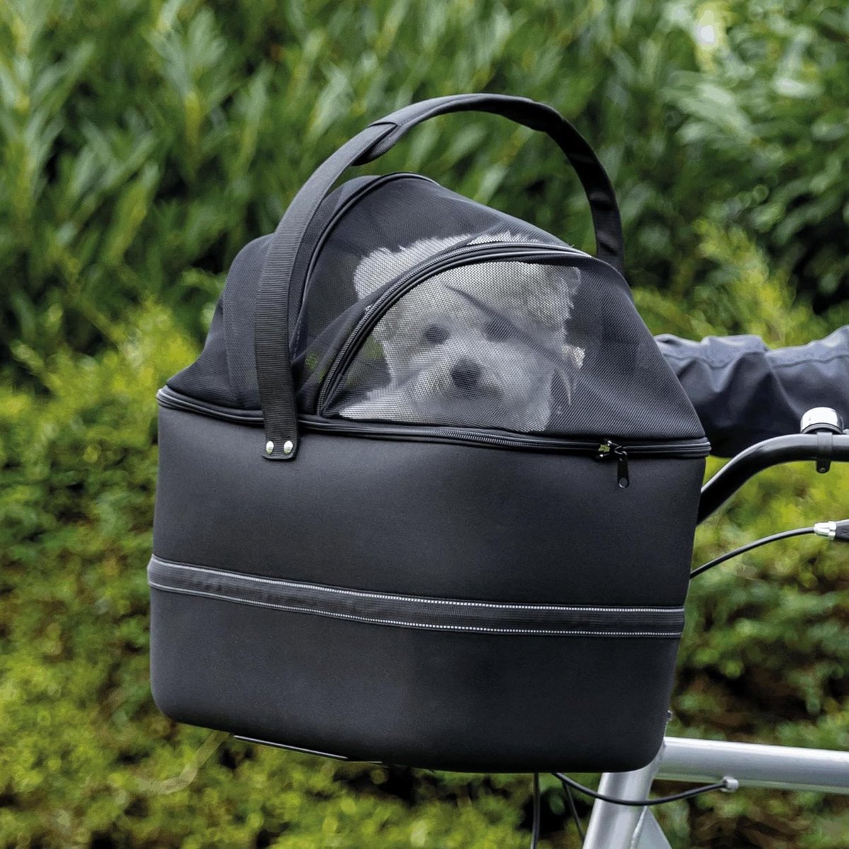 Fietsmand Huisdier - Draagtas Voor - Veilig Vervoer - Afneembaar Met Net - 41 x 29 x 47 cm - Zwart