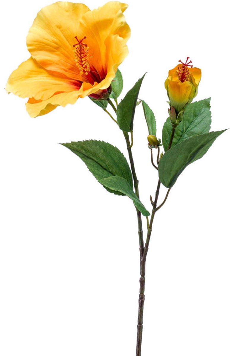 Emerald - Kunstbloem Hibiscus 65cm geel - Kunstplant voor binnen