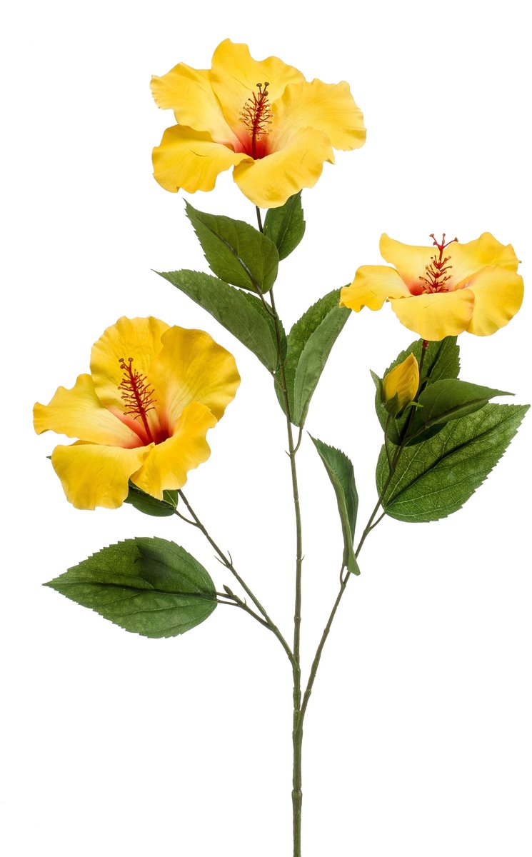 Emerald Kunstbloem Hibiscus 82cm geel - Kunstplant voor binnen