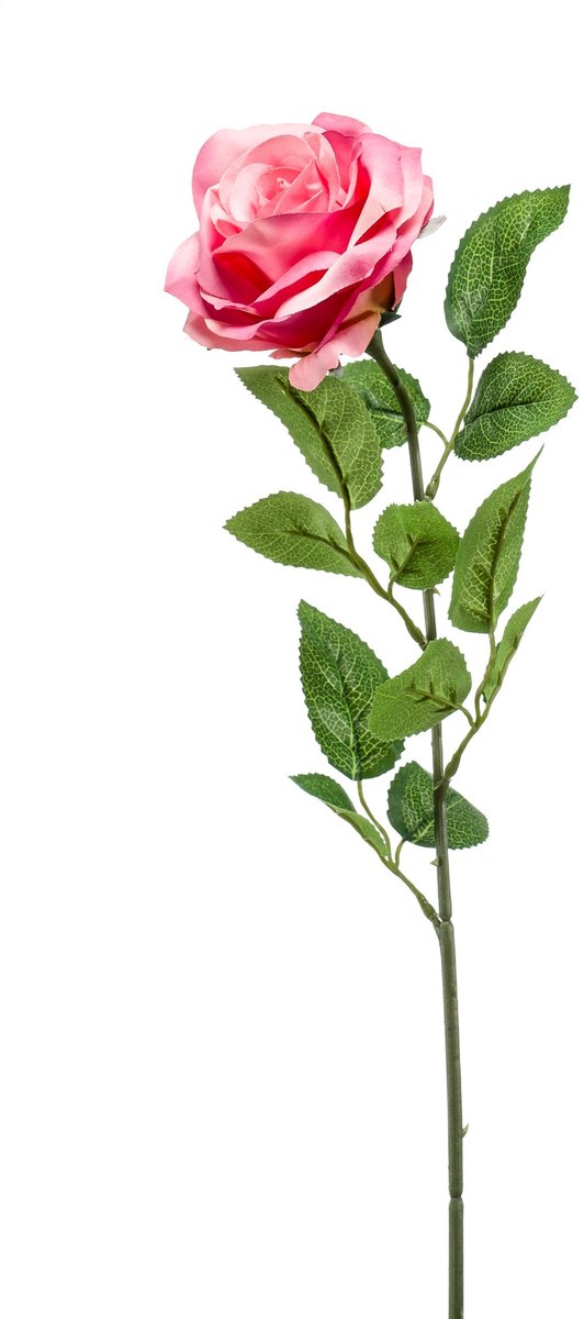 Emerald Kunstbloem Roos Marleen 63cm roze - Kunstplant voor binnen